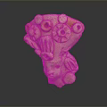Handcrafted Ceramic Sculpture With Flower Shaped Ornaments Circular Rings And Yellow Accents
