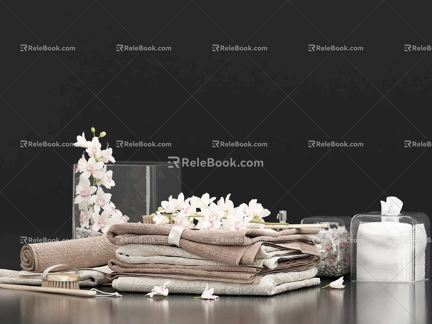 Modern towel toiletries 3d model