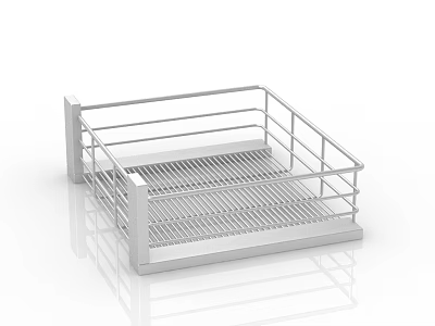 Modern Metal Kitchen Rack With Grid Bottom And Railings For Storage And Drying 3d model