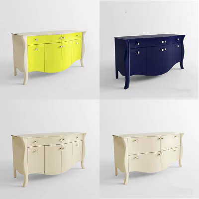 Modern Console Cabinet and Sideboard with Various Colors Drawers Cabinet Doors and Curved Legs 3d model