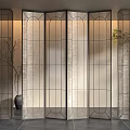 Modern Room Divider With Geometric Metal Frame And Woven Panels In Interior Space