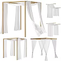 White Drapes and Golden Frames in Different Event Decoration Styles 3d model