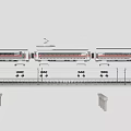 Sleek Modern High Speed Train on Elevated Track With Overhead Catenary and Piers 3d model