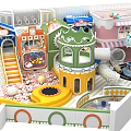 Colorful Indoor Playground With Slide Ball Pit Trampoline Ice Cream Cart And Umbrella Decorations