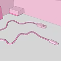 Pink Charging Cable With USB And Type C Connectors For Mobile Devices