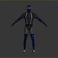 Game and Movie Character 3D Model With Blue Light Effects Tight Fitting Suit Design