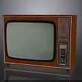 Vintage Electronic Television With Wooden Cabinet Gray Screen And Retro Panel