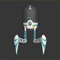 Futuristic Robot Design With Transparent Dome And Octopus like Blue And White Legs