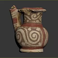 Traditional Ceramic Vase As Decorative Furniture Accent With Red White Swirl Patterns
