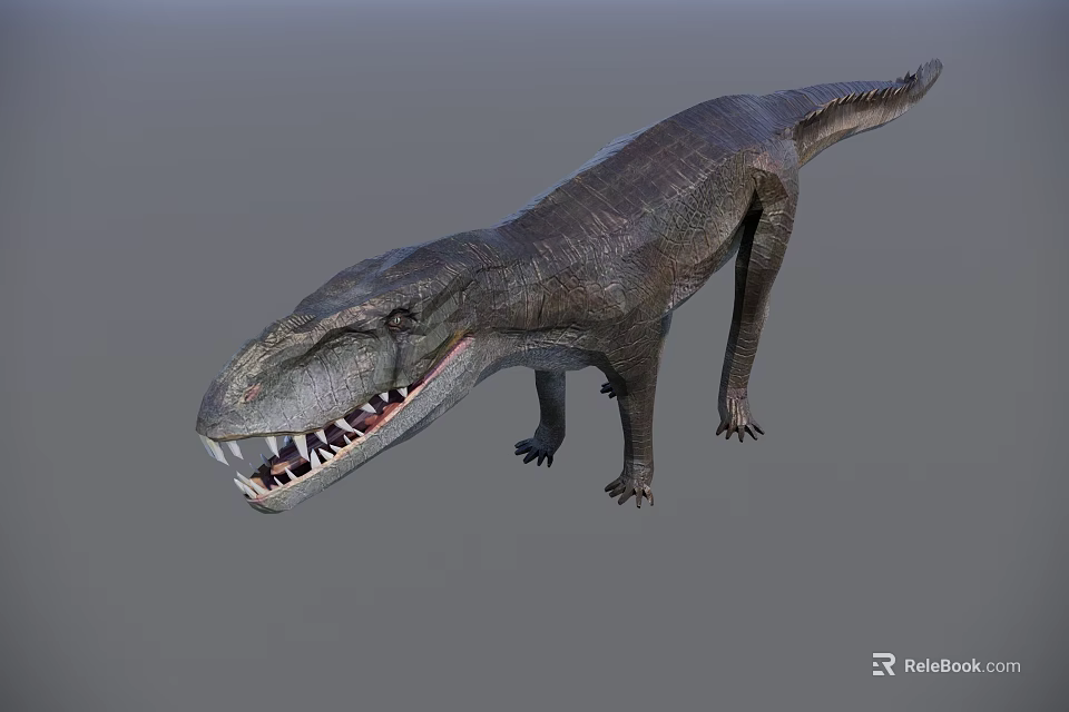 Realistic Reptile Dinosaur Model With Sharp Teeth And Scaled Skin Walking 3d model 