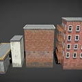 Cartoon City Scene With Various Colorful Buildings And Unique Architectural Details