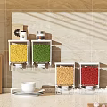 Wall Mounted Transparent Containers For Storing Colorful Beans In Kitchen 3d model