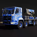 Blue and White Camouflage Six Wheel Multi Functional Truck With Crane Arm