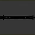 Modern Gray Military Submarine With Long Hull And Antenna Structures