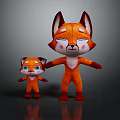 Cute Cartoon Fox Characters Parent and Baby with Orange Fur and Friendly Expressions
