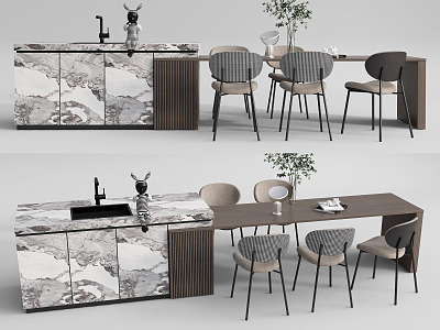 Modern Dining Table and Chair Combination Bar Nakajima Plant Ornaments model