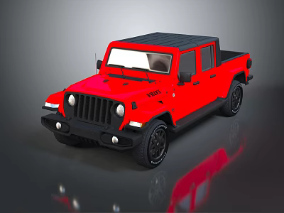 Red Pickup Truck With Black Roof And Sleek Modern Exterior Design 3d model