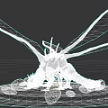 Mythical Red Dragon With Large Textured Wings Standing On Rock Platform