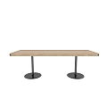Modern Long Table With Wooden Tabletop And Metal Support Base 3d model