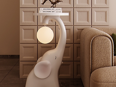 Elephant Floor Moon Lamp Ornaments Tea Side Table Tray Bedside Table Living Room Entrance Sofa Side Soft Decorations Simple Cream Animal Cartoon 3d model