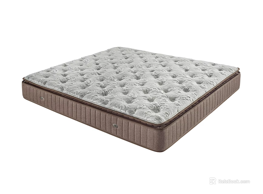 Comfortable Spring Mattress With Soft Patterned Surface And Brown Border 3d model 