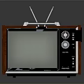 Vintage Sony Television with Wooden Case Antennas and Control Panel Knobs 3d model