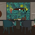 Modern Dining Table and Chair Combination Dining Table and Chair 3d model