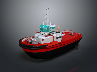 Small Wooden Boat Featuring Red Black Hull Green Cabin Top Antenna And Railings 3d model Small Wooden Boat Featuring Red Black Hull Green Cabin Top Antenna And Railings 3d model