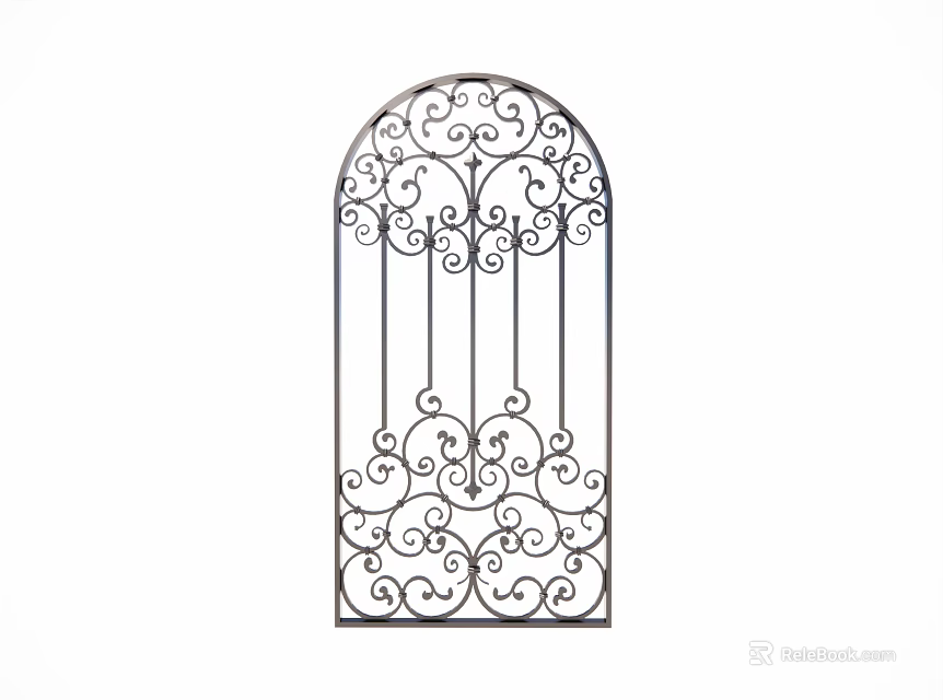 Ornate Wrought Iron Decor With Arched Scroll Patterns 3d model 