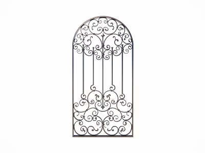 Ornate Wrought Iron Decor With Arched Scroll Patterns 3d model
