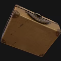 Vintage Suitcase With Fabric Exterior Leather Corners And Metal Lock Handle