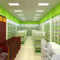 Specialty Store Interior With Green Walls Bright Lighting Shelves Full Of Products And Counters