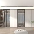 Modern Elegant White Wardrobe with Glass Doors Open Shelves and Hanging Area