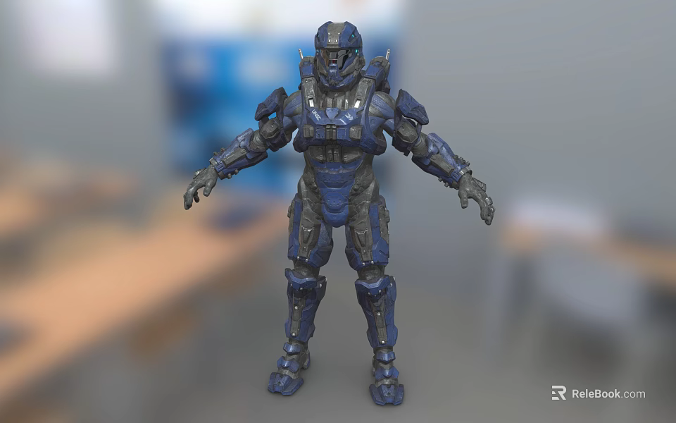 Blue Armored Sci Fi Mech Warrior Character With Futuristic Battle Suit And Armor Design 3d model 