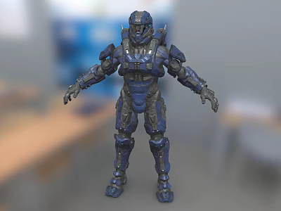 Blue Armored Sci Fi Mech Warrior Character With Futuristic Battle Suit And Armor Design 3d model