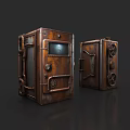 Rustic Rusted Metal Industrial Equipment With Doors Vents And Control Panels
