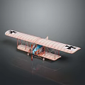 Vintage Biplane Model With Cross Insignia And Blue Interior On Dark Reflective Surface