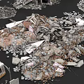 Collection of Different Crushed Stone Pieces and Recycled Wood Waste Materials