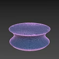 Stylish Round Dark Blue Coffee Table With Smooth Surface And Copper Base 3d model