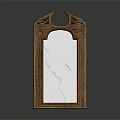 Vintage Decorative Mirror With Wooden Frame And Arched Top Design For Home Use