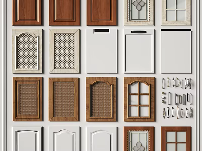 Various Cabinet Door Styles Featuring Wooden White And Glass Panel Designs 3d model