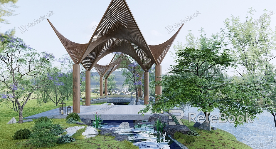 Modern Pavilion Landscape Gazebo model