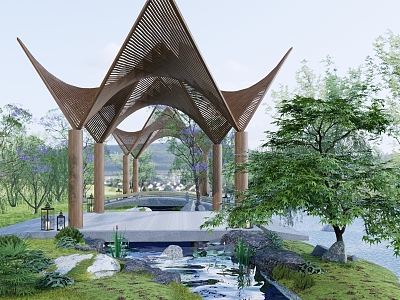 Modern Pavilion Landscape Gazebo model