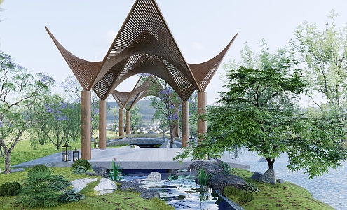 Modern Pavilion Landscape Gazebo 3d model