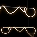Stylish Modern Neon Chandelier With Curved Illuminated Lines Hanging Design