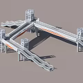Modern Circular Steel Bridge Structure With Support Frames And Architectural Design 3d model