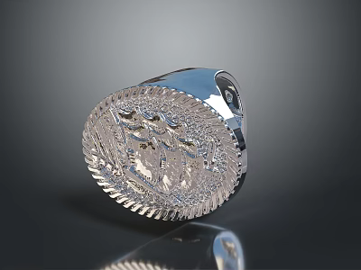 Silver Engraved Ring Fashion Accessory For Men Women With Intricate Pattern And Polished Finish 3d model