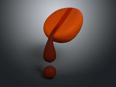 Vibrant Orange Food Sculpture With Dropping Form And Small Sphere 3d model