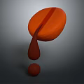 Vibrant Orange Food Sculpture With Dropping Form And Small Sphere