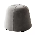 Stylish Round Velvet Ottomans in Brown Gray with Striped Blanket